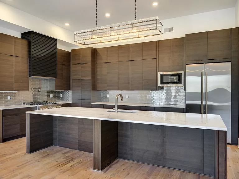 Sleek Kitchen with Dark Wood Cabinets